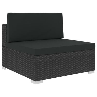 vidaXL Set muebles de jardín 6 piezas y cojines ratán sintético negro