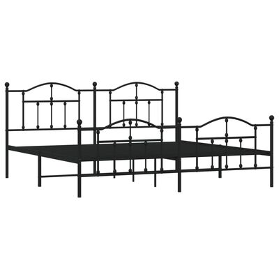 vidaXL Estructura de cama cabecero y estribo metal negro 200x200 cm