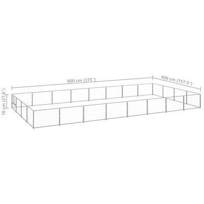 vidaXL Perrera plateada 32 m² acero