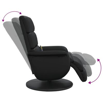 vidaXL Sillón reclinable masaje con reposapiés cuero sintético negro