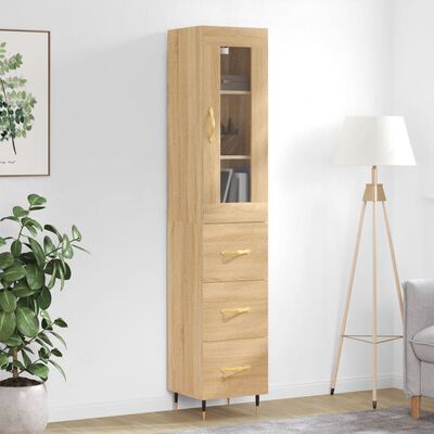 vidaXL Aparador de madera contrachapada roble Sonoma 34,5x34x180 cm