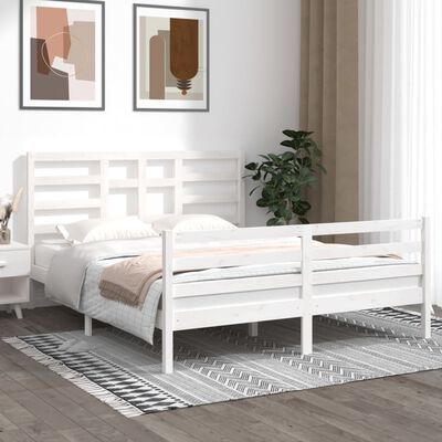 vidaXL Estructura de cama de madera maciza blanca 160x200 cm