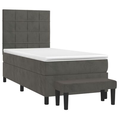 vidaXL Cama box spring con colchón terciopelo gris oscuro 90x200 cm