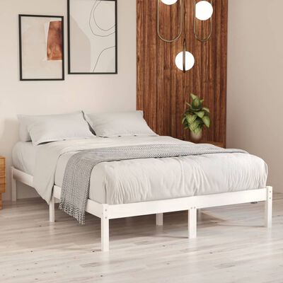 vidaXL Estructura de cama madera maciza blanca King Size 150x200 cm