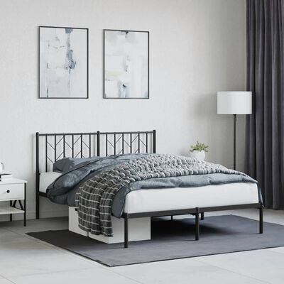 vidaXL Estructura de cama con cabecero metal negro 140x200 cm