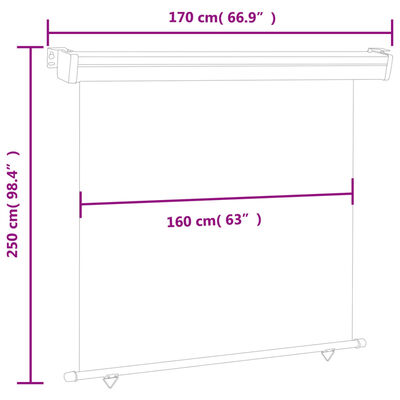 vidaXL Toldo lateral de balcón color crema 175x250 cm