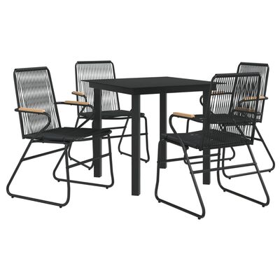 vidaXL Juego de comedor de jardín 5 piezas ratán PVC negro