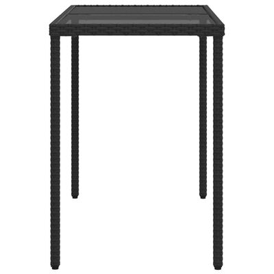 vidaXL Mesa de jardín superficie de vidrio ratán PE negro 115x54x74 cm