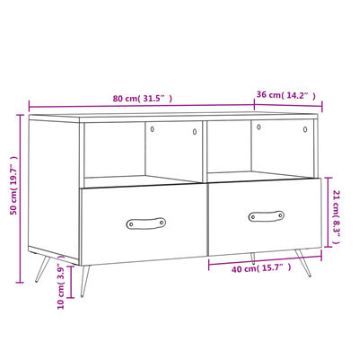 vidaXL Mueble para TV madera contrachapada blanco 80x36x50 cm