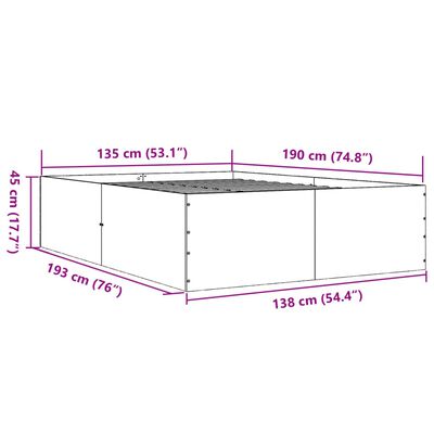 vidaXL Estructura de cama madera de ingeniería negra 135x190 cm