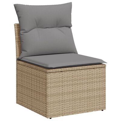 vidaXL Set sofás jardín 14 pzas y cojines ratán sintético beige mezcla