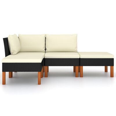 vidaXL Set de muebles de jardín 6 pzas y cojines ratán sintético negro