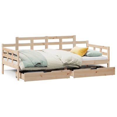 vidaXL Sofá cama con cajones madera maciza de pino 80x200 cm