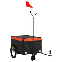 vidaXL Remolque para bicicleta hierro negro y naranja 45 kg