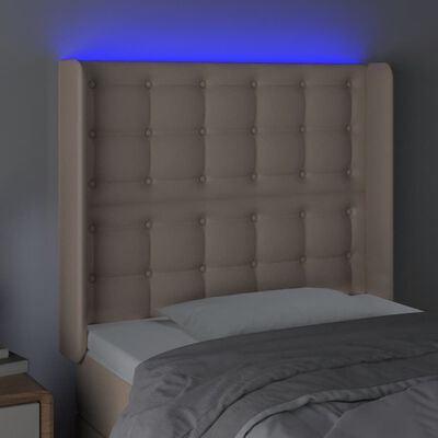 vidaXL Cabecero con LED cuero sintético capuchino 93x16x118/128cm