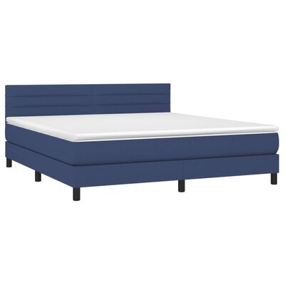 vidaXL Cama box spring con colchón tela azul 180x200 cm