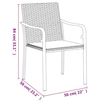 vidaXL Juego comedor jardín 5 piezas y cojines ratán sintético y acero