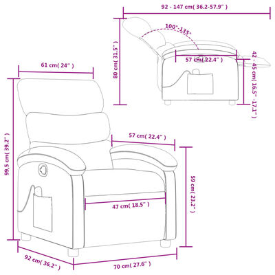 vidaXL Sillón de masaje reclinable de tela gris taupé