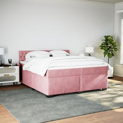 vidaXL Cama box spring con colchón terciopelo rosa 200x200 cm