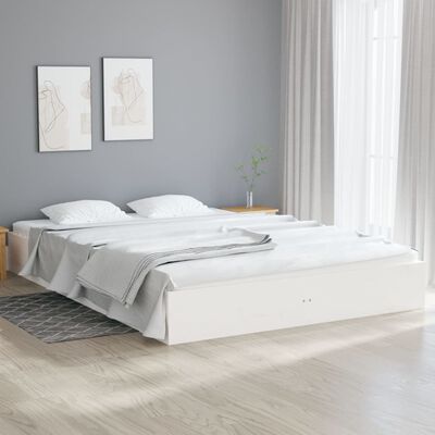 Estructura cama madera pino King blanca 150x200 cm - referencia Mqm-810153