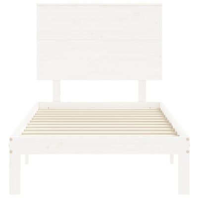 vidaXL Estructura de cama individual con cabecero madera maciza blanco