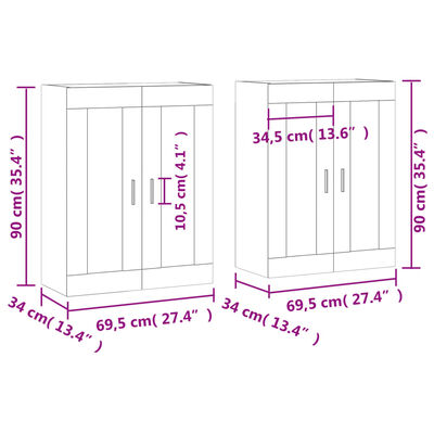 vidaXL Armarios de pared 2 uds madera de ingeniería gris hormigón