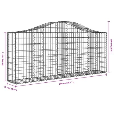 vidaXL Cestas de gaviones 3 uds forma de arco hierro 200x30x80/100 cm