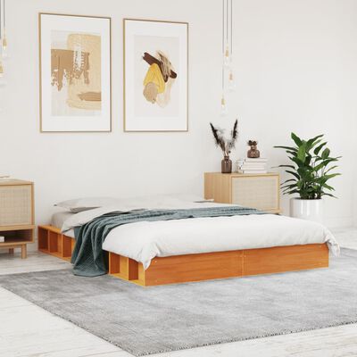 vidaXL Cama sin colchón madera maciza de pino marrón cera 140x200 cm