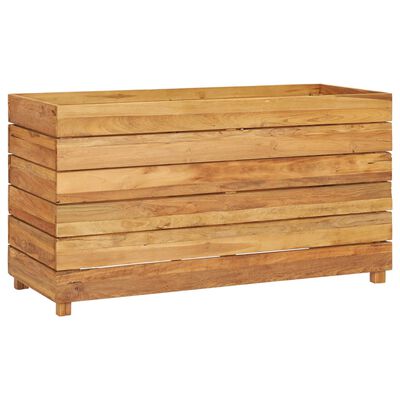 vidaXL Arriate elevado madera de teca reciclada y acero 100x40x55 cm