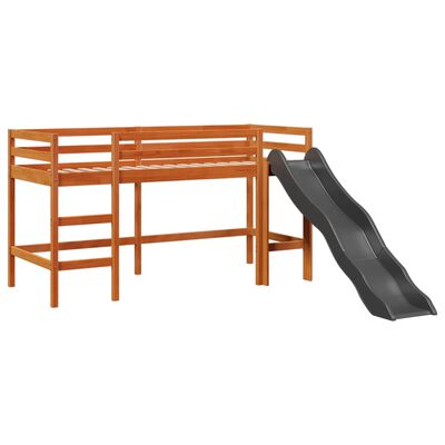 vidaXL Cama alta para niños con cortinas madera pino azul 80x200 cm