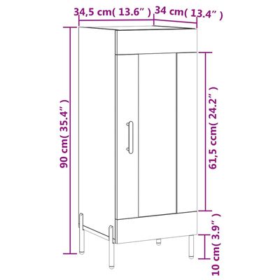 vidaXL Aparador de madera contrachapada gris hormigón 34,5x34x90 cm