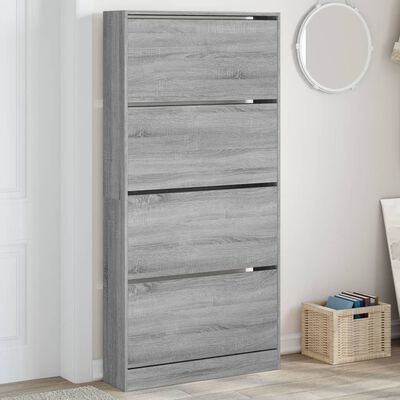 vidaXL Mueble zapatero 4 cajones abatibles gris Sonoma 80x21x163,5 cm