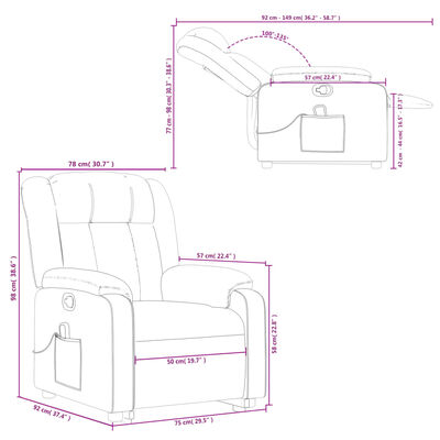 vidaXL Sillón reclinable de masaje de pie cuero artificial gris