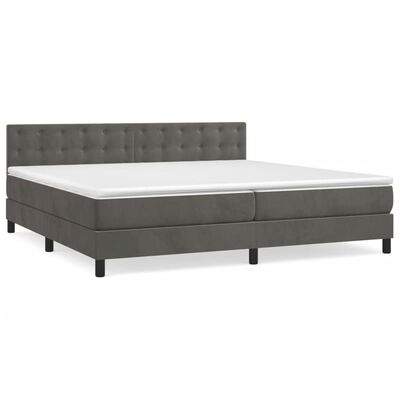 vidaXL Cama box spring con colchón terciopelo gris oscuro 200x200 cm