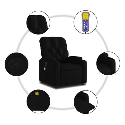 vidaXL Sillón reclinable de masaje de tela negro