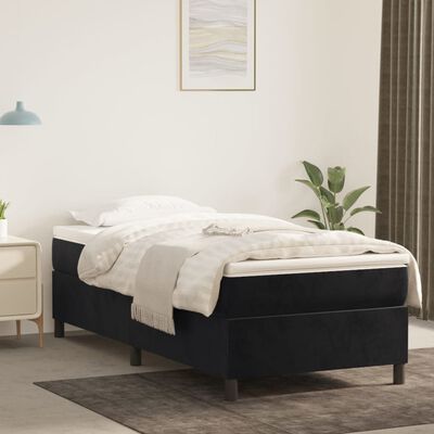 vidaXL Cama box spring con colchón cuero sintético negro 90x190 cm