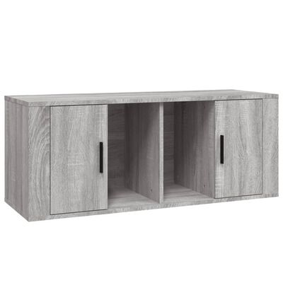 vidaXL Mueble de TV madera contrachapada gris Sonoma 100x35x40 cm