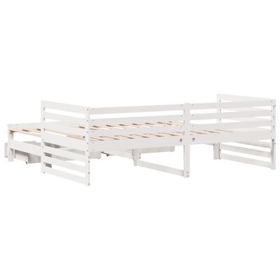 vidaXL Sofá cama con cajones madera maciza de pino blanco 90x200 cm