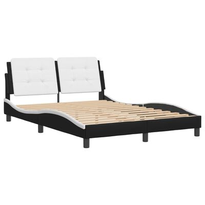 vidaXL Estructura de cama con cabecero cuero sintético negro y blanco