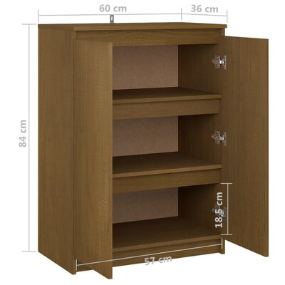 vidaXL Aparador madera maciza de pino marrón miel 60x36x84 cm