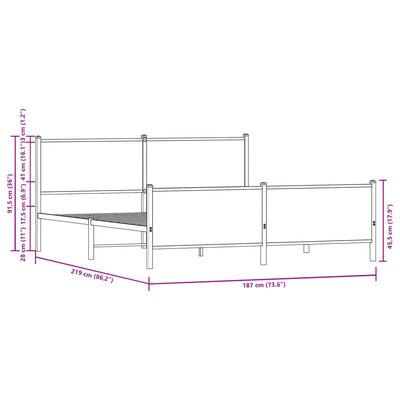 vidaXL Estructura de cama sin colchón metal roble marrón 183x213 cm