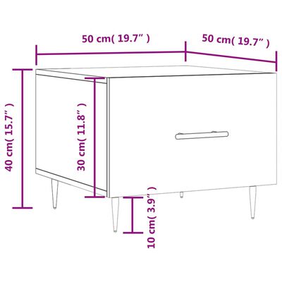 vidaXL Mesa de centro 2 uds madera ingeniería blanco brillo 50x50x40cm