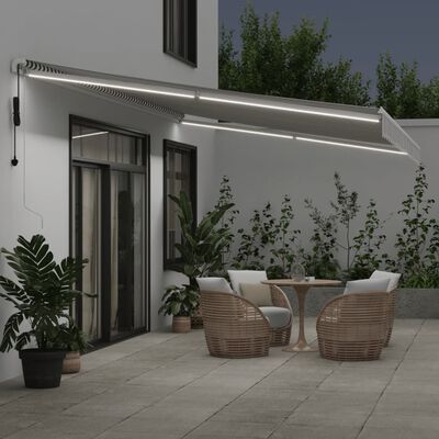 vidaXL Toldo retráctil automático luz LED antracita blanco 600x350 cm