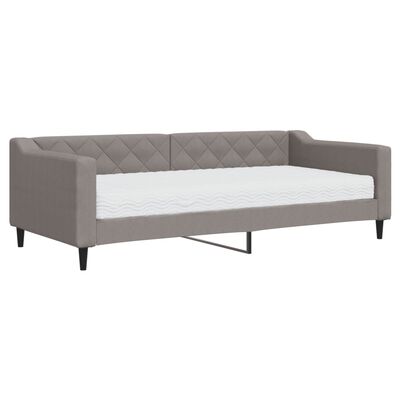 vidaXL Sofá cama con colchón tela gris taupe 90x200 cm