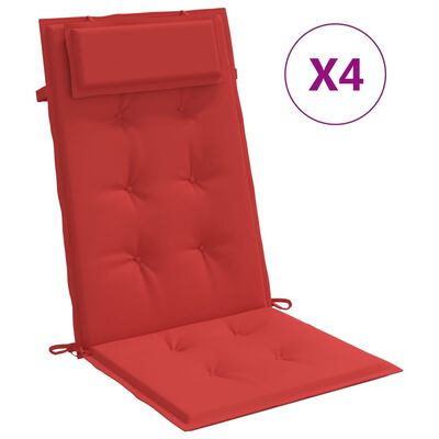 vidaXL Cojines de silla con respaldo alto 4 uds tela Oxford rojo