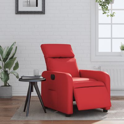 vidaXL Sillón reclinable eléctrico de cuero sintético rojo