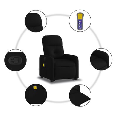 vidaXL Sillón reclinable de masaje elevable tela negro