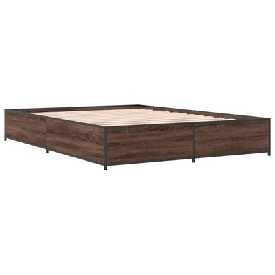 vidaXL Estructura cama madera ingeniería metal marrón roble 150x200 cm