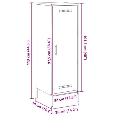 vidaXL Aparador de acero verde oliva 36x39x113 cm