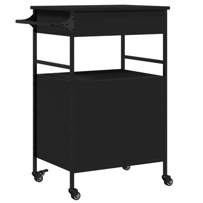 vidaXL Carrito de cocina de madera de ingeniería negro 56x43x89,5 cm